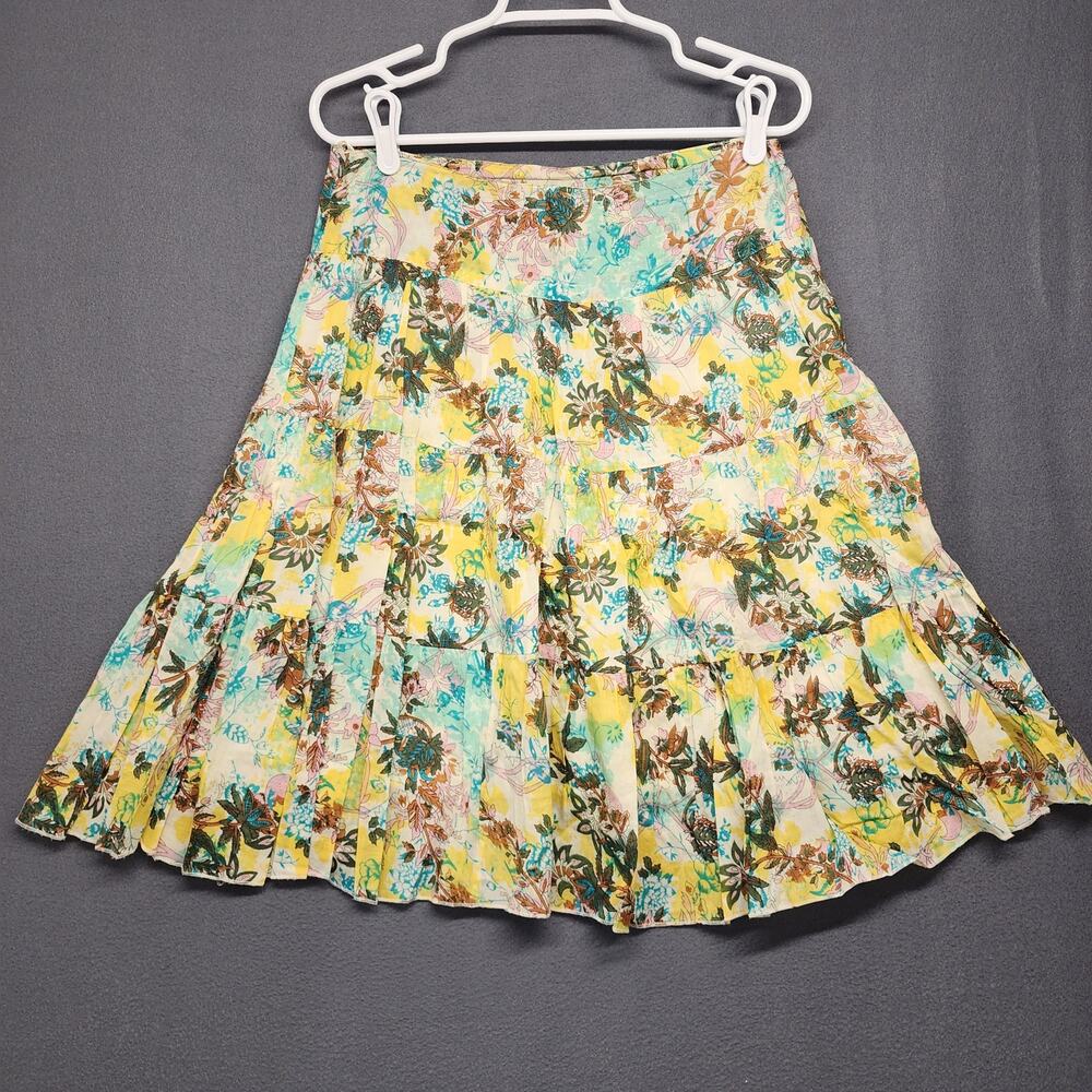 Mix Nouveau Skirt Women Medium Floral Flare Pinup Retro Lined Side Zip Tiered